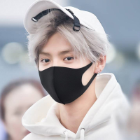 明星鹿晗同款男女通用黑色口罩防尘春夏季口罩水洗口罩女夏季薄