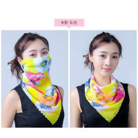 春夏季雪纺透气防晒口罩防尘骑行遮阳面罩女士面纱护颈口罩薄