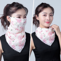 春夏百搭口罩防晒护颈遮脸面纱三角丝巾女防尘紫外线薄透气防雾霾