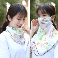 网红防晒口罩女生护颈防紫外线面纱夏季薄款骑行面罩遮阳围巾脖套