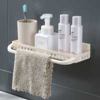 免打孔卫生间浴室置物架壁挂式沐室收纳神器放沐浴露架子厕所镜前|带毛巾杆款