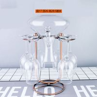 创意红酒架酒杯架倒挂创意红酒架红酒架摆件家居摆件红酒杯架子|醒酒器杯架+6只350ml杯+醒酒器