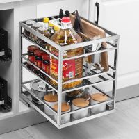 方管304不锈钢调味篮多功能厨房调料蓝橱柜拉篮抽屉式刀架置物架