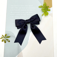 黑色弹簧夹|赵丽颖同款温柔半扎发初秋新款蝴蝶结飘带黑色百搭发夹弹簧夹顶夹