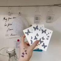 蓝色蝴蝶纹身贴x1|ins风蓝色蝴蝶锁骨纹身贴防水持久仿真一次性小清新身体彩绘贴女
