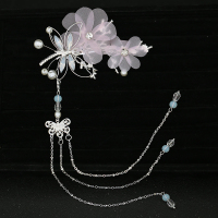 款式三白色粉花（单个）|仙气汉服头饰儿童发夹古风发饰女全套配饰苏步摇发簪子古装饰品