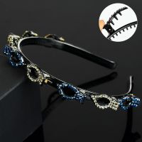 水钻刘海固定发箍蓝灰色|刘海固定神器造型编织发箍发夹顶夹夹碎发带齿防滑编发头箍夹头发