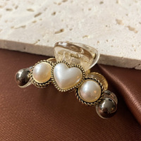 爱心珍珠|夹子头饰发夹珍珠小号抓夹女夏鲨鱼夹夏季卡子发卡发饰网红侧边夹