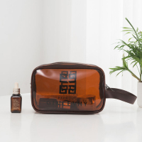 透明化妆包女大容量旅行便携防水ins网红化妆品收纳袋小号号洗漱包咖啡色