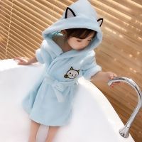 儿童春秋新款小孩可爱男童女童法兰绒睡袍宝宝卡通浴袍家居服睡衣