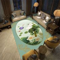 新中式入户地毯客厅沙发茶几垫书房卧室床边毯中国风花鸟山水定制