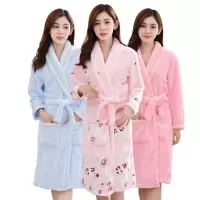 法兰绒浴袍秋冬女士加厚睡袍睡衣性感加厚少女家居服浴衣浴袍