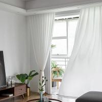 窗帘纱帘天丝绒雪纺白纱透光不透人遮光窗纱飘窗阳台纱帘白色窗帘