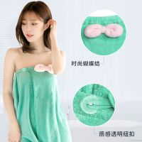 蝴蝶结浴裙可穿式女士浴巾裹胸少女性感浴袍强吸水加大柔软