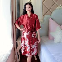 诗缘雅睡衣女春夏仿真丝性感睡袍女伴娘婚礼晨袍女长款浴袍女春秋