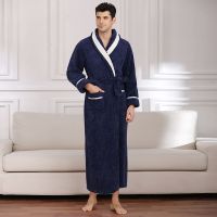 秋冬季加厚长款睡袍男冬法兰绒浴袍男士绒睡衣大码家居服青年