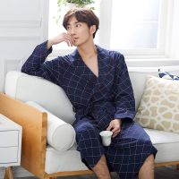 春秋季睡袍男长袖长款吸水浴袍男全棉睡衣男夏纯棉春天家居服