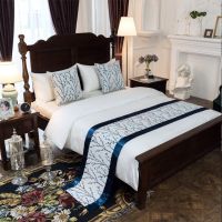 星级酒店宾馆民宿床尾巾床旗靠垫抱枕床盖桌旗床裙|大提花橄榄树枝 1.2米床（50cm*180cm）