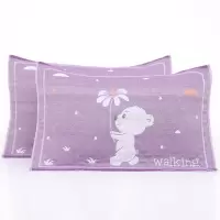 一对纯棉加厚儿童枕巾65*43三层布艺枕巾头卡通不掉毛不起球