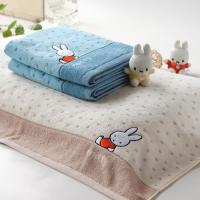 一对纯棉米菲兔卡通刺绣单人枕巾厚实 蓝色棕色情侣枕巾