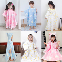 儿童浴巾斗篷带帽可穿浴袍夏婴儿宝宝洗澡纯棉纱布吸水柔中大童