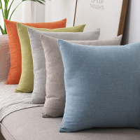 素色棉麻加厚正方形靠枕纯色家用沙发靠垫亚麻大抱枕客厅靠背枕垫