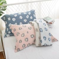 五层日韩档水洗ab纱纯棉枕巾柔软透气全棉加厚格子加大情侣枕巾