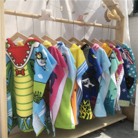 夏季卡通儿童浴巾连帽斗篷男女童可爱浴袍沙滩巾游泳套头可穿披风