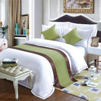 床尾巾锦鲤鱼酒店宾馆床尾蓝色锦鲤绣花床旗家用床围巾民宿主题酒|浅绿-亚麻 1.2米床180*50