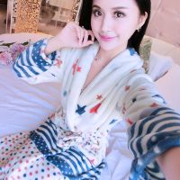绒睡衣女士秋冬季加厚加绒睡袍长袖韩版法兰绒浴衣浴袍家居服