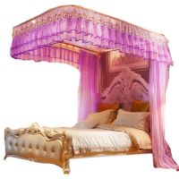 豪华免安装拉幕式 导轨蚊帐轨道蚊帐三开门宫廷落地304不锈钢蚊帐