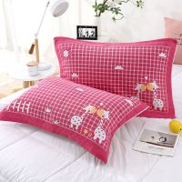 三层纯棉加厚枕巾简欧风格加大柔软吸汗两条装