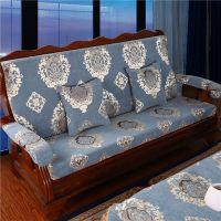 实红木沙发垫连体带靠背联邦椅垫防滑面料加厚海绵可拆洗三人套装