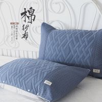 纯棉纱布枕巾成人情侣枕头巾全棉固定式纽扣半包枕巾一对装