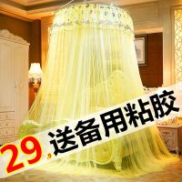蚊帐家用吊挂圆顶吊顶蚊帐公主风支架加密纹帐子