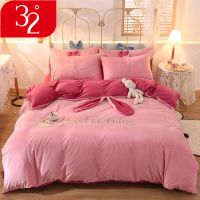 32度宝宝绒珊瑚绒四件套冬季双面绒法兰绒被套公主床上用品三件套