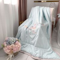 莫代尔刺绣夏被天丝空调被夏凉被单双人冰丝夏季薄被子被芯洗