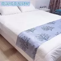 星级宾馆酒店民宿床尾巾,纯色提花床尾巾床旗床盖简约|高端绒面发财树 枕套(1个)+枕芯(1个)