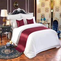 星级宾馆酒店民宿床尾巾,纯色提花床尾巾床旗床盖简约|枣红缎面 50x260cm