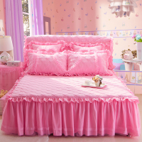 韩版蕾丝加厚床裙单件床罩三件套防滑席梦思保护套花边床单床套冬