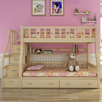 送床垫底抽书架儿童高低床上下床双层床成人子母床实木上下铺