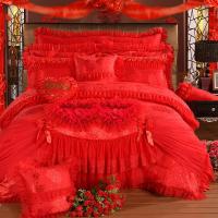 纯棉结婚四六八件套全棉公主婚礼床上用品床裙床罩款