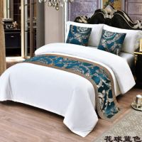 床旗床尾巾奢华宾馆酒店床上用品家用民宿欧式简约轻奢床盖垫|花球蓝色 1.2床用50x