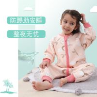 睡袋婴儿春秋薄款纯棉宝宝分腿儿童睡袋空气棉空调暖气房防踢被子