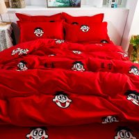 简约卡通儿童旺仔床上用品四件套双人床被套学生宿舍单人床三件套