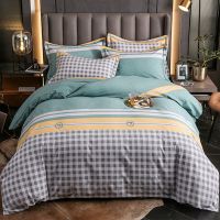 纯棉磨毛四件套简约北欧风棉被加厚保暖斜纹被套床单三件套