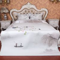 彩席牛皮凉席头层水牛皮席1.5米1.8m床加厚彩绘真皮三件套软席G9