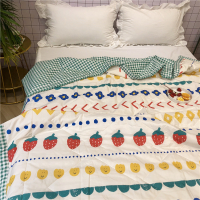 奶油草莓纯棉夏被可机洗空调被全棉夏天薄被子舒适柔软夏凉被