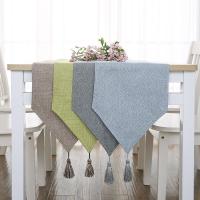 现代简约纯色桌旗美式长条餐桌布艺鞋柜电视柜盖巾茶几中式桌旗布