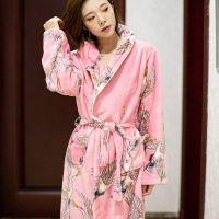 绒睡袍女冬季韩版可爱睡衣女秋冬浴袍家居服甜美法兰绒浴袍